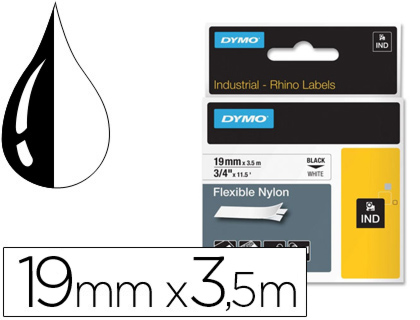 Cinta Dymo Rhino nylon flexible blanco 19mm.x 3,5 m.